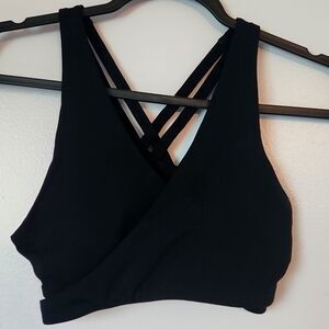 Fabletics black crossover bra with criss cross back